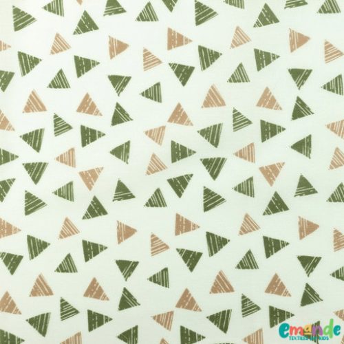 Popeline, Gestreifte Triangles (Grün), Weiß
